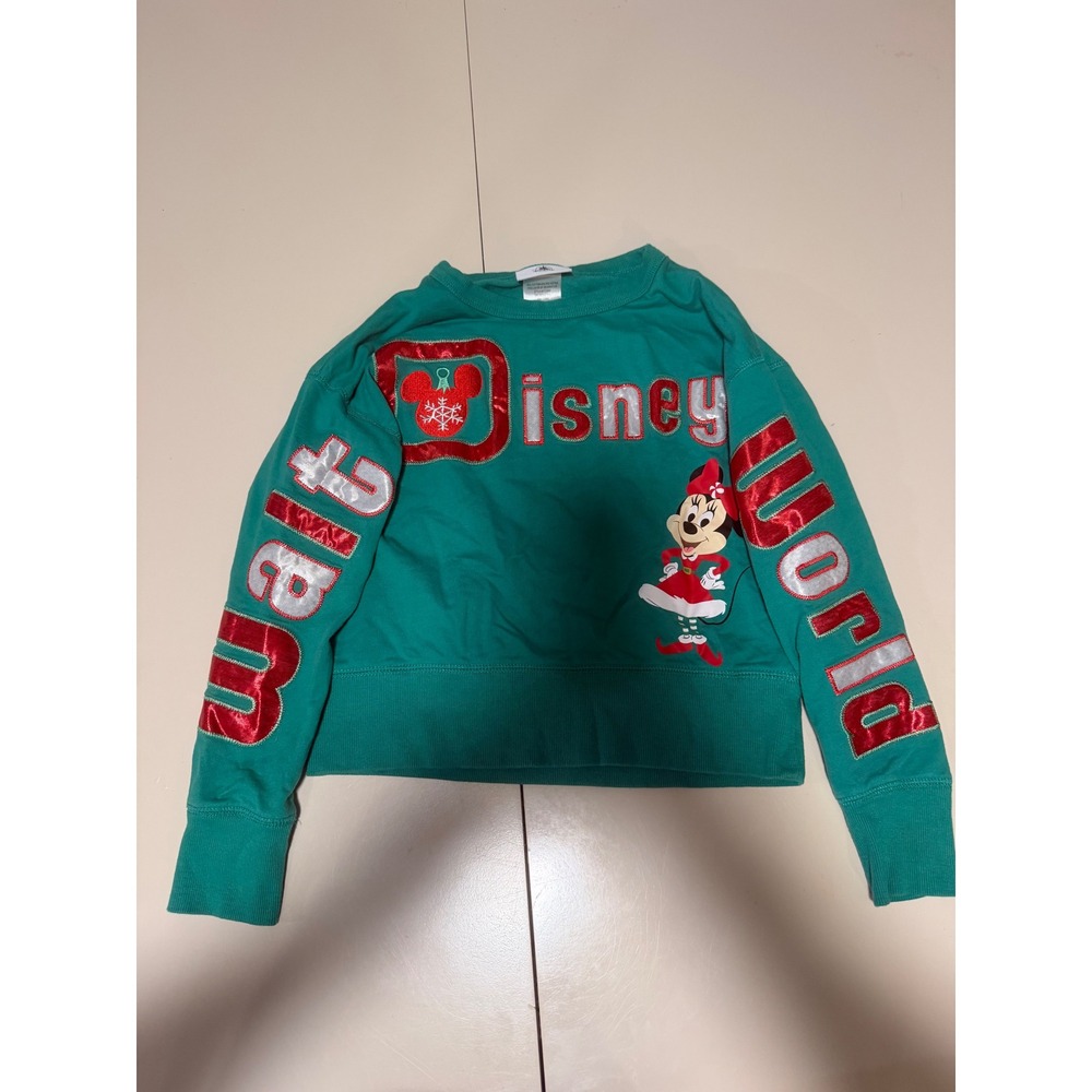 Disney Parks Walt Disney World Girls Minnie Mouse Christmas Sweatshirt Green M